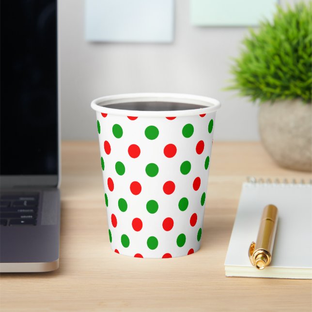 Weiß-Rot-Grün-Punkte-Design  Pappbecher (InSitu)