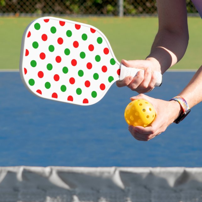 Weiß-Rot-Grün-Punkte-Design  Pickleball Schläger (InSitu)