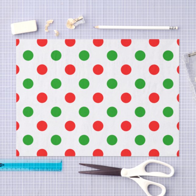 Weiß-Rot-Grün-Punkte-Design  Seidenpapier (Handwerk)