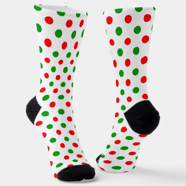 Weiß-Rot-Grün-Punkte-Design  Socken (Gewinkelt)