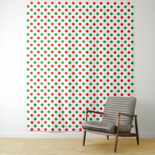 Weiß-Rot-Grün-Punkte-Design Wandteppich