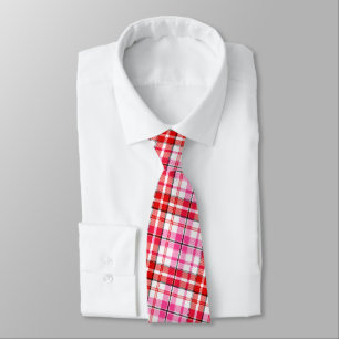 Weiß-Rot-Pink-Karo-Tartan-Design Krawatte
