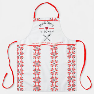 Weiß Rot Schwarz Traditionelle ukrainische Sticker Schürze