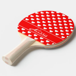 Weiß, Rot, Schwarzes Herzmuster, Namensvorlage Tischtennis Schläger