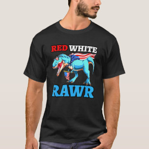 Weiß rot und blau, Niedlich farbenfroh Dinosaurier T-Shirt