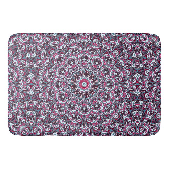 Weiß, rot und khaki mandala. badematte (Vorderseite)