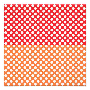 Weiß, Rot und Orange Polka Dot Fotodruck