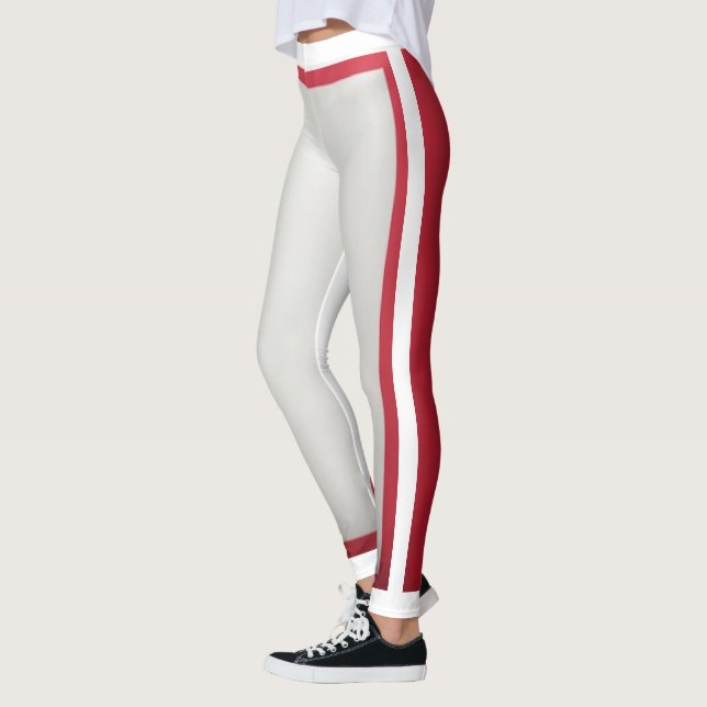 Weiß + Roter Streifen Leggings (Links)