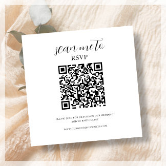 Weiß | RSVP QR Code für Hochzeiten Begleitkarte