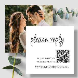 Weiß RSVP QR Code für Hochzeiten Begleitkarte