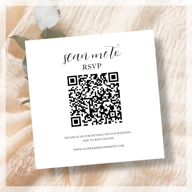 Weiß | RSVP QR Code für Hochzeiten Begleitkarte (Von Creator hochgeladen)