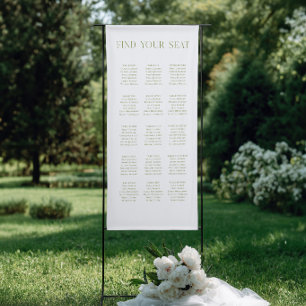Weiß & Salbeigrüne Hochzeit Sitzordnung Vinyl Banner