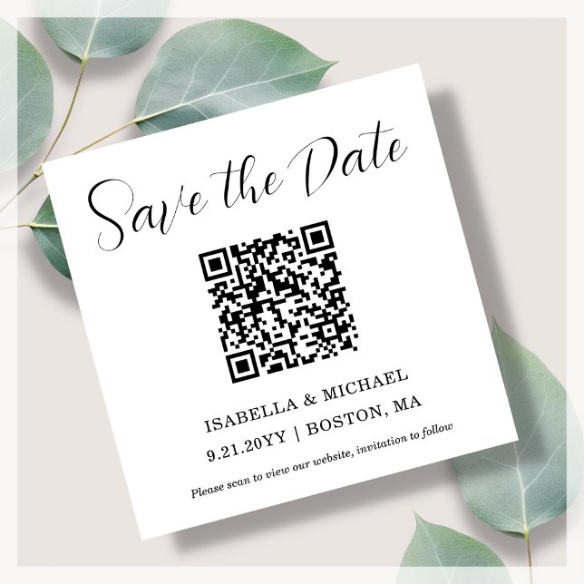 Weiß | SAVE THE DATE | QR Code Magnet (Von Creator hochgeladen)