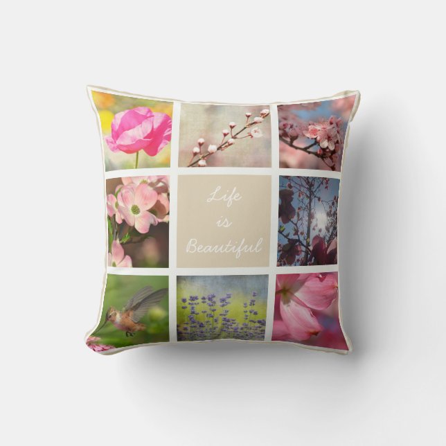 Weiß schafft Ihre eigene Foto-Collagen-Creme-Beige Kissen (Vorderseite)