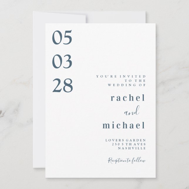 Weiß, schlicht und elegant einladung (Vorderseite)