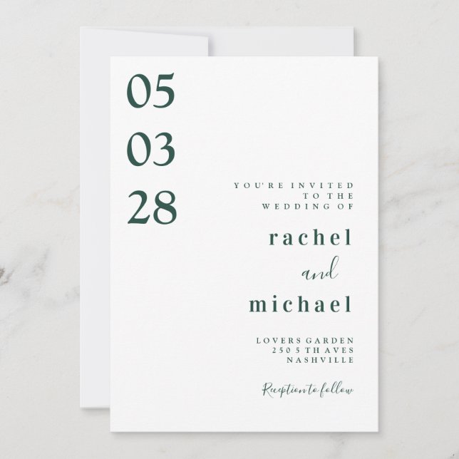 Weiß, schlicht und elegant einladung (Vorderseite)