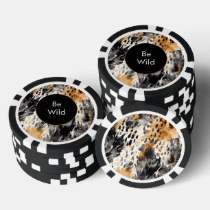 Weiß Schwarz Creme Leopard Tier   Pokerchips