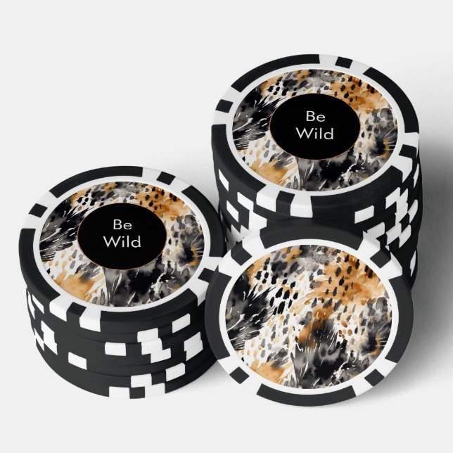 Weiß Schwarz Creme Leopard Tier   Pokerchips (Stapel)