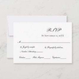 Weiß Schwarz Elegant Traditionelle Hochzeit RSVP Karte