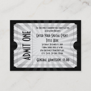 Weiß + Schwarz Event-Ticket, Größe Lg Visitenkarte