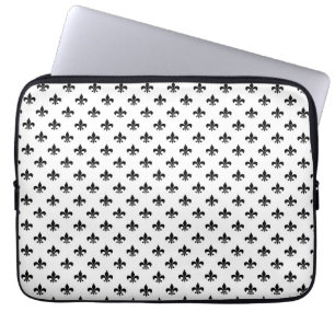 Weiß Schwarz Fleur De Lis Zartes Mardi Gras Laptopschutzhülle
