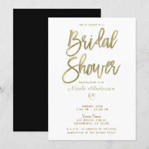 Weiß Schwarz Gold Modern Minimal Brautparty Einladung