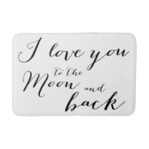 Weiß Schwarz Ich Liebe dich auf die Mond-Badematte