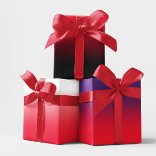 Weiß Schwarz Königspurpur und Rot Ombre Mix Geschenkpapier Set