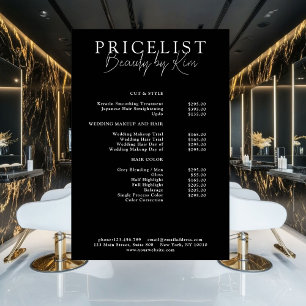 Weiß & Schwarz Minimale Elegante Salon-Preisliste Poster