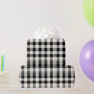 Weiß Schwarz Monochrom Kariert Elfenbein Karomuste Geschenkpapier
