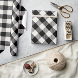Weiß Schwarz Monochrom Kariert Elfenbein Karomuste Geschenkpapier