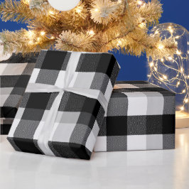 Weiß Schwarz Monochrom Kariert Elfenbein Karomuste Geschenkpapier
