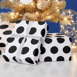 Weiß & Schwarz Polka Dog moderner Chic Geschenkpapier