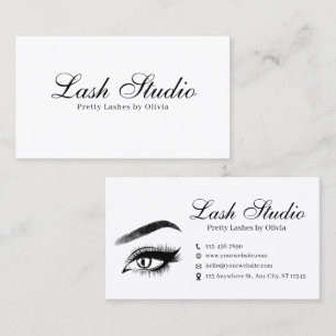 Weiß & Schwarz-raffinierte Glittered Beauty Lash Visitenkarte