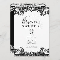 Weiß & Schwarz Spitze Elegant Sweet 16 Party