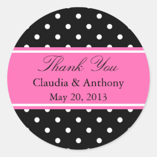 Weiß, Schwarz und Pink Polka Dot Pattern Vielen Da Runder Aufkleber