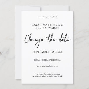 Weiß & Schwarze Handschrift Datum ändern - Weiß Einladung