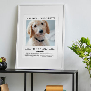 Weiß Schwarze Typografie Hund Gedenkportrait Foto Poster