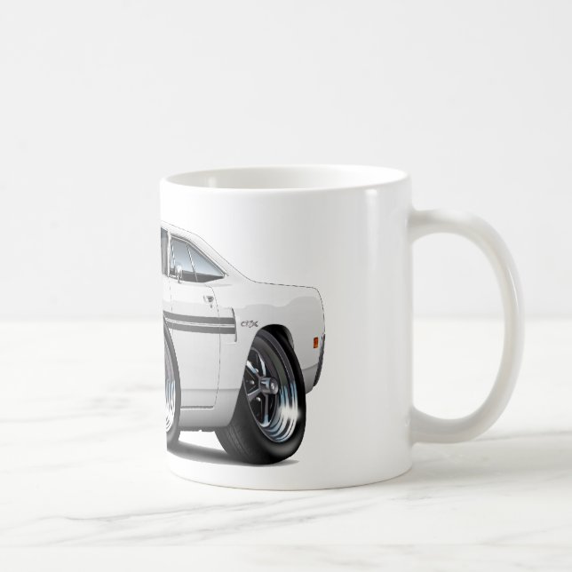 Weiß-Schwarzes Auto 1970 Plymouths GTX Kaffeetasse (Rechts)
