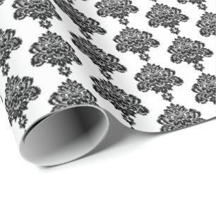Weiß   Schwarzes Damaskepapier Geschenkpapier