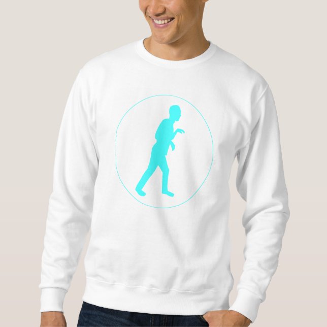 Weiß-Schweiss-Shirt mit blauem Dino-Modus-Logo Sweatshirt (Vorderseite)