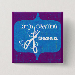 Weiß Scissor Wirbels-Mode-Haar-Stylist-Salons Button