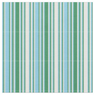 Weiß, Sea Green und Sky Blue Colored Lines Stoff