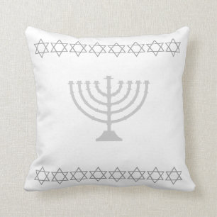 Weiß & SILVER GRAY, MENORAH & STARS Kissen