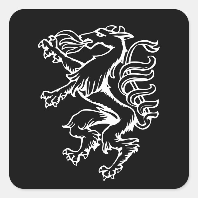 Weiss Steiermark Panther Wappen Quadratischer Aufkleber (Vorderseite)