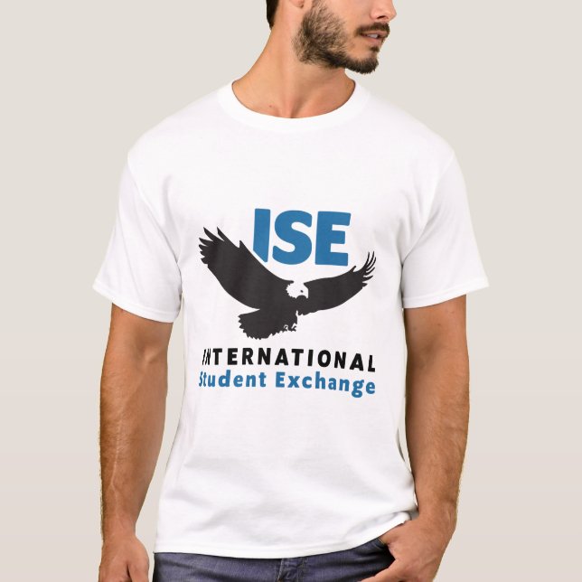 Weiß T - Shirt für Männer mit ISE-Logo (Vorderseite)