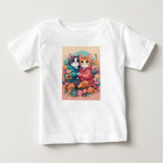 Weiß T Shirt zwei schöne Katzen drucken