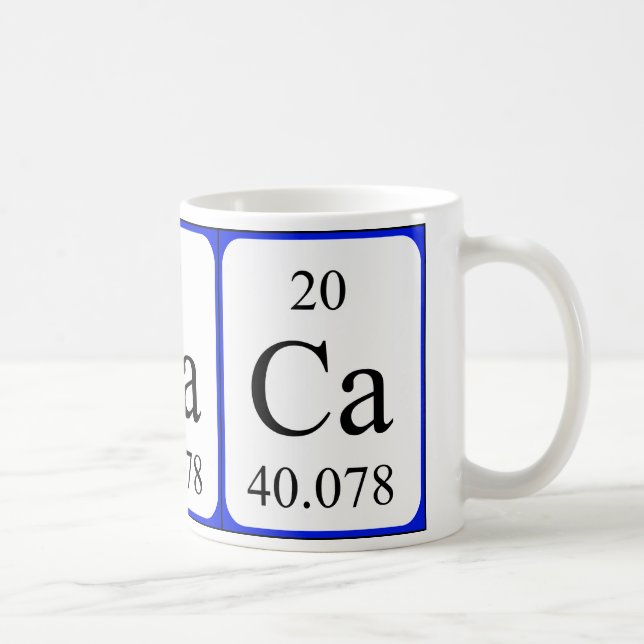 Weiß-Tasse des Elements 20 - Kalzium Kaffeetasse (Rechts)