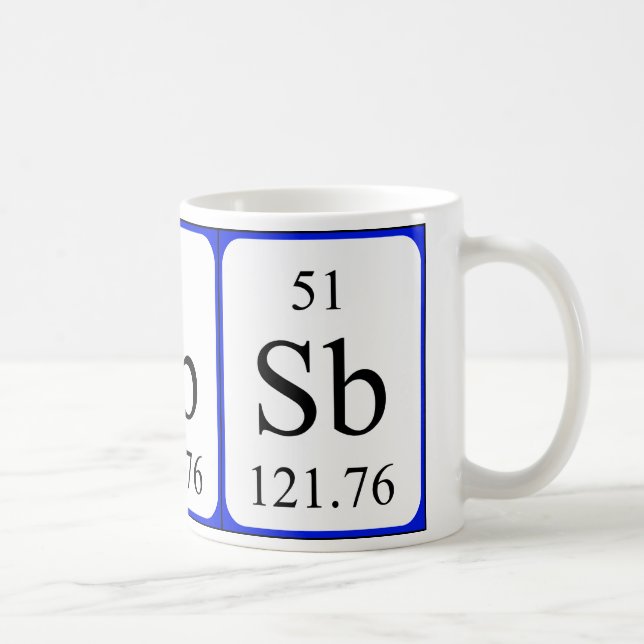 Weiß-Tasse des Elements 51 - Antimon Kaffeetasse (Rechts)