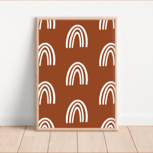 Weiß/Terracotta Boho Rainbows Kinderzimmer Dekorat Poster